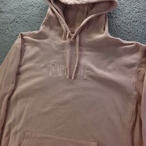 Ripndip Mens Embroidered Logo Pullover Hoodie Pink Cotton French Terry Large